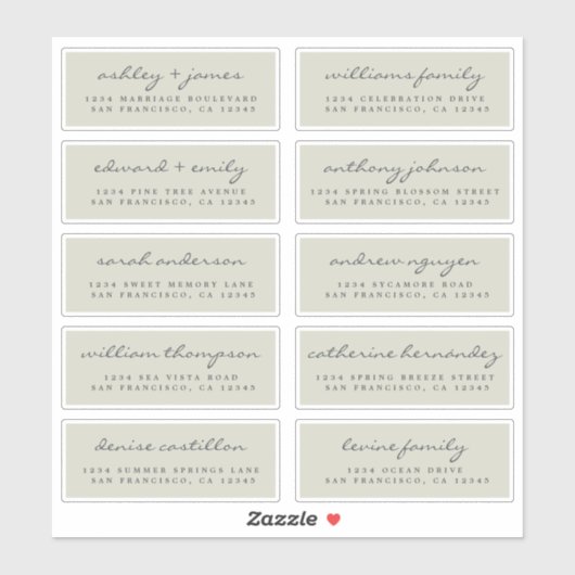 Script Gast Adresetiketten BESTEL 6" of 8" vel! Sticker (Vel)