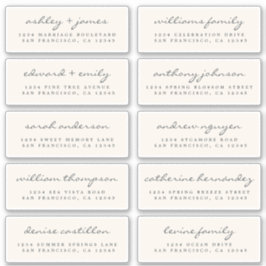 Script Gast Adresetiketten BESTEL 6" of 8" vel! Sticker