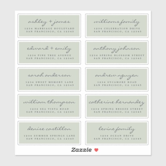Script Gast Adresetiketten BESTEL 6" of 8" vel! Sticker (Vel)