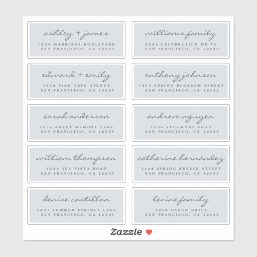Script Gast Adresetiketten BESTEL 6" of 8" vel! Sticker (Vel)