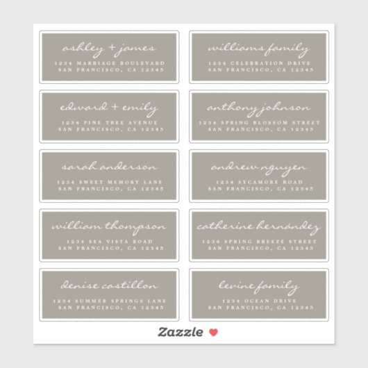 Script Gast Adresetiketten BESTEL 6" of 8" vel! Sticker (Vel)