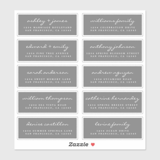 Script Gast Adresetiketten BESTEL 6" of 8" vel! Sticker (Vel)