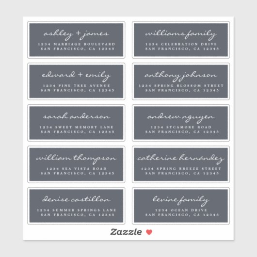 Script Gast Adreslabels BESTELLING 6” of 8” vel! Sticker (Vel)