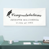 Script Gefeliciteerd Afstuderen Zwart-wit Spandoek (Beurs)