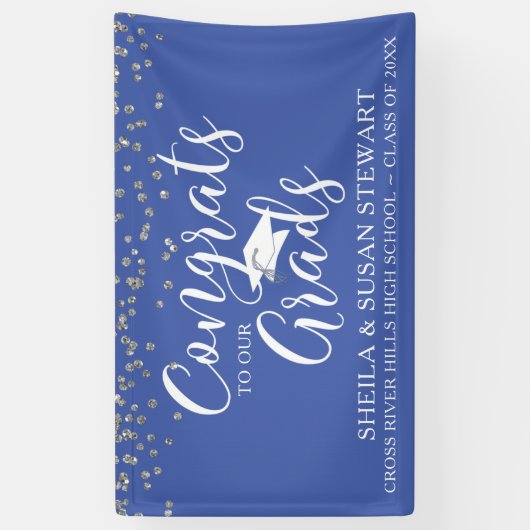 Script GEFELICITEERD MET ONZE AFSTUDEERDERS Confet Spandoek (Verticaal)