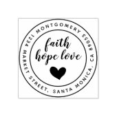 Script Geloof Hoop Liefde Ronde Naam & Terugkeerad Rubberstempel (Afrduk)