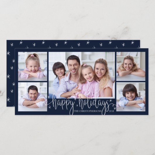 Script GELUKKIGE FEestDAGEN | 5 foto's Feestdagenkaart (Voorkant / Achterkant)