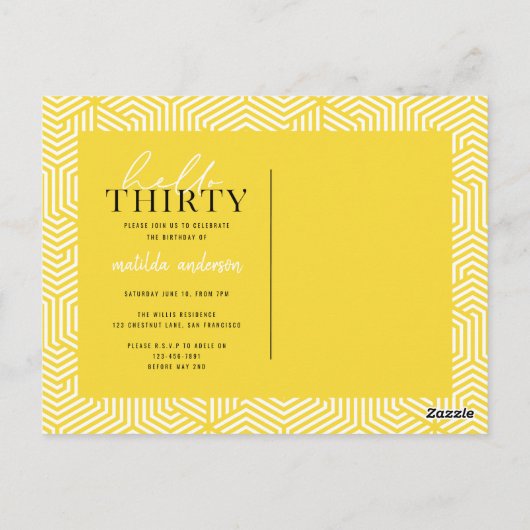 Script & geometrische 30e verjaardag briefkaart (Achterkant)