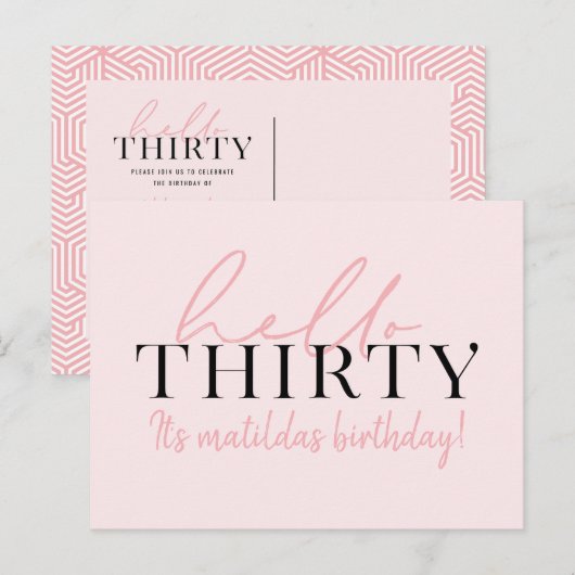Script & geometrische 30e verjaardag briefkaart (Voorkant / Achterkant)