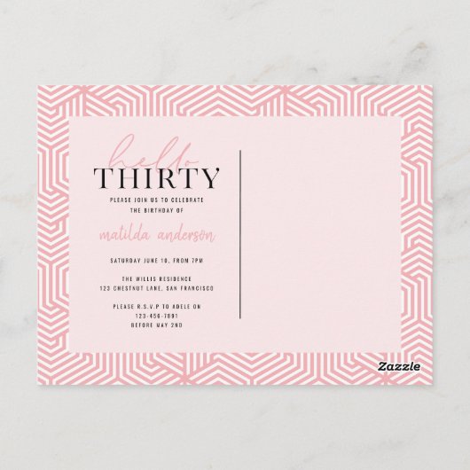 Script & geometrische 30e verjaardag briefkaart (Achterkant)