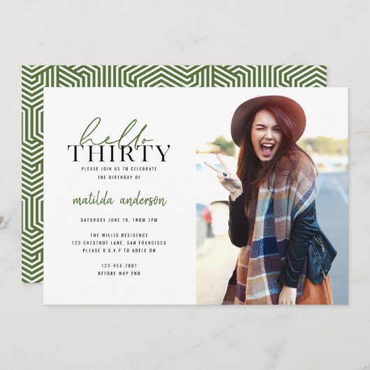 Script & geometrische dertigste verjaardag foto ui (Voorkant / Achterkant)