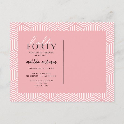 Script & geometrische uitnodiging voor 40e verjaar (Achterkant)