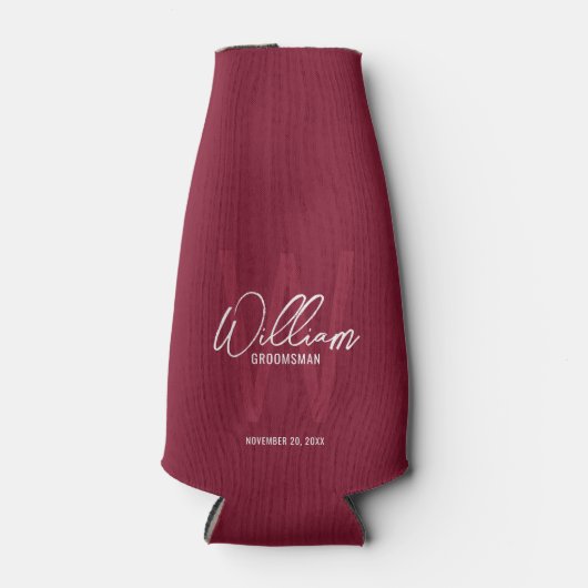 Script Gepersonaliseerde Groomsman's Naam Flesjeskoeler (Voorkant)