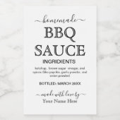 Script Gepersonaliseerde Zelfgemaakte BBQ SAUS Lab Wijn Etiket (Enkel label)