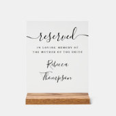 Script gereserveerd Moeder van de Bruid Herdenking Acryl Bord (Voorkant)