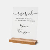 Script gereserveerd Moeder van de Bruid Herdenking Acryl Bord (Hoek)