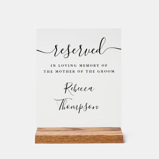 Script Gereserveerd Moeder Van De Bruidegom Herden Acryl Bord (Voorkant)