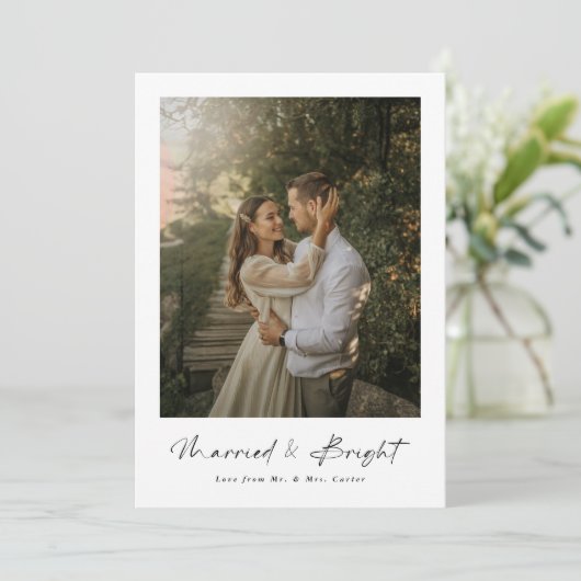 Script Getrouwd & Bright Christmas Pas getrouwd Fo Feestdagenkaart (Staand voorkant)