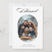 Script gezegende moderne religieuze kerstfoto feestdagenkaart (Voorkant)