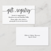 Script Gift Registry Shower Insert Kaart Visitekaartje (Voorkant / Achterkant)