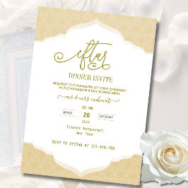 Script Gold and white ramadan Iftar Invitation Kaart