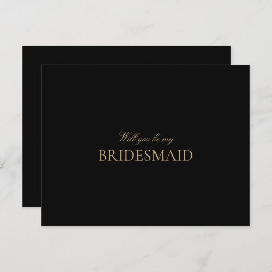 Script Gold & Black bruidsmeisje voorstel Kaart (Voorkant / Achterkant)