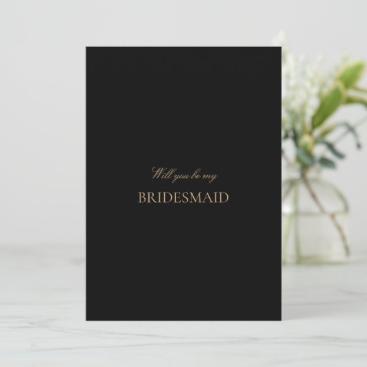 Script Gold & Black bruidsmeisje voorstel Kaart (Staand voorkant)