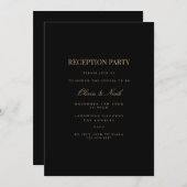 Script Gold & Black Reception Invitation Kaart (Voorkant / Achterkant)