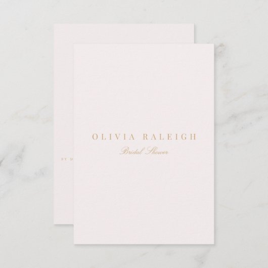 Script Gold & Blush Pink Bridal Shower Uitnodiging (Voorkant / Achterkant)