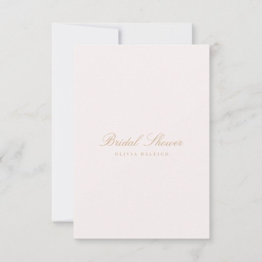 Script Gold & Blush Pink Bridal Shower Uitnodiging (Voorkant)