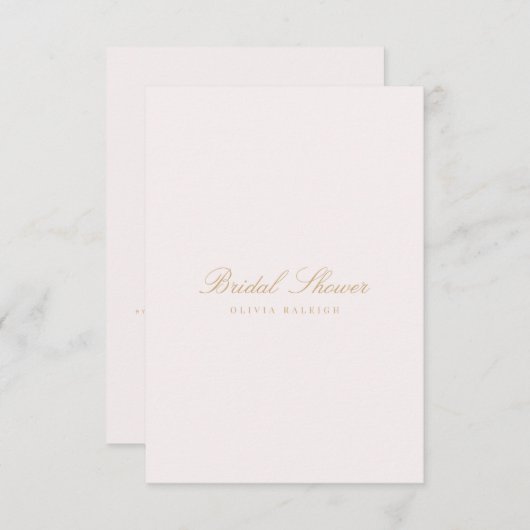 Script Gold & Blush Pink Bridal Shower Uitnodiging (Voorkant / Achterkant)