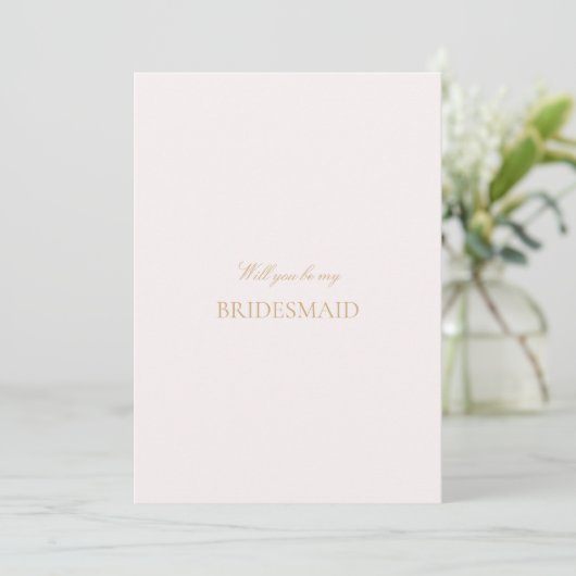 Script Gold & Blush Roze Bruidsmeisje voorstel Kaa Save The Date (Staand voorkant)