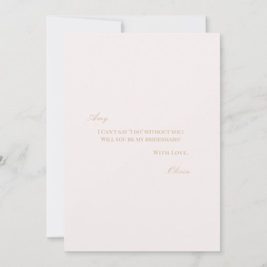 Script Gold & Blush Roze Bruidsmeisje voorstel Kaa Save The Date (Achterkant)