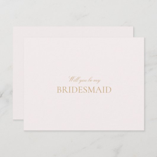 Script Gold & Blush Roze Bruidsmeisje voorstel Kaa Save The Date (Voorkant / Achterkant)