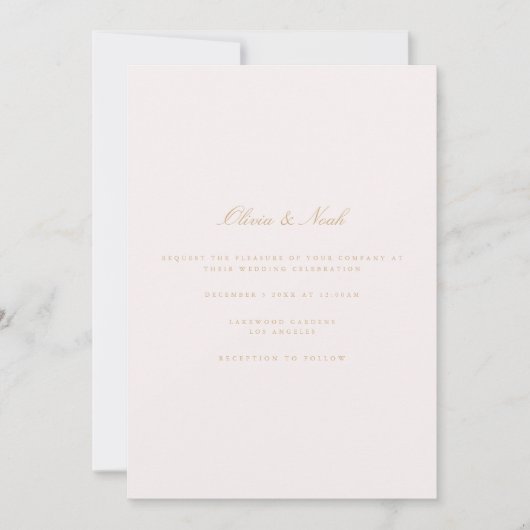 Script Gold & Blush Roze Bruiloft Uitnodiging Kaar (Voorkant)