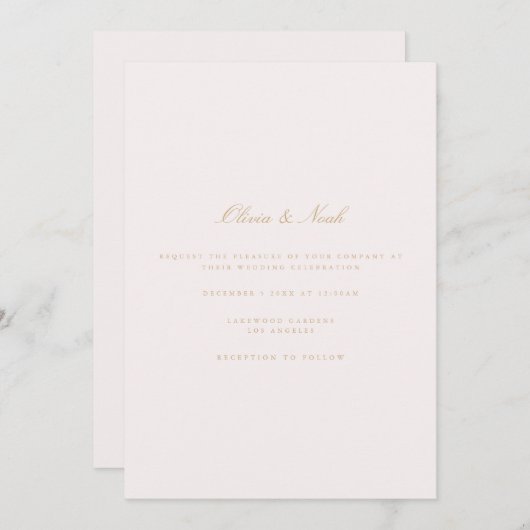 Script Gold & Blush Roze Bruiloft Uitnodiging Kaar (Voorkant / Achterkant)