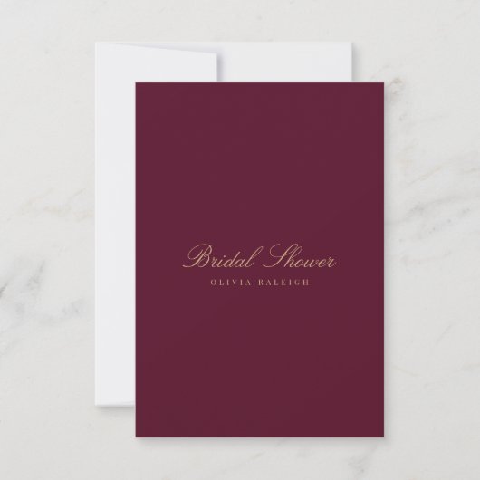 Script Gold & Bourgondië Bridal Douche Uitnodiging (Voorkant)