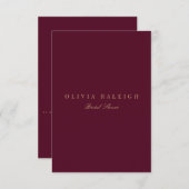 Script Gold & Bourgondië Bridal Douche Uitnodiging (Voorkant / Achterkant)