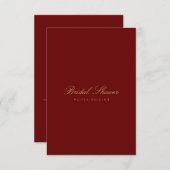 Script Gold & Deep Red Bridal Shower Uitnodiging (Voorkant / Achterkant)