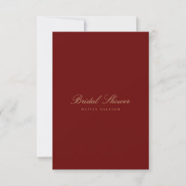 Script Gold & Deep Red Bridal Shower Uitnodiging