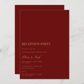 Script Gold & Deep Red Reception Invitation Kaart (Voorkant / Achterkant)