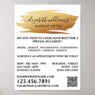 Script Gold Foil Brushstroke Make-up Artiest Poster