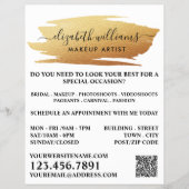 Script Gold Foil Brushstroke Makeup Artist Flyer (Voorkant)