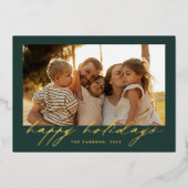 Script Gold Foil “Happy Holidays” Photo Card Folie Feestdagenkaart (Voorkant)