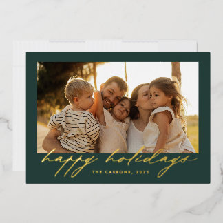 Script Gold Foil “Happy Holidays” Photo Card Folie Feestdagenkaart