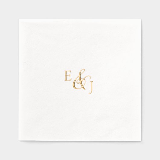 Script Gold Folie Metallic Monogram Huwelijk Servetten (Voorkant)