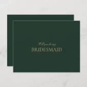 Script Gold Forest Green bruidsmeisje voorstel Kaa Save The Date (Voorkant / Achterkant)