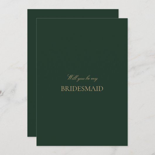 Script Gold Forest Green bruidsmeisje voorstel Kaa Save The Date (Voorkant / Achterkant)