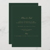 Script Gold & Forest Green Verloving Invitation Kaart (Voorkant / Achterkant)