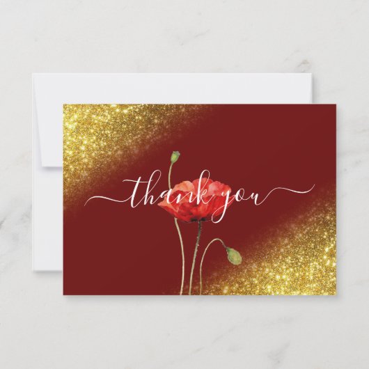 Script Gold Glitter Funeral Hartelijk dank Bedankkaart (Achterkant)